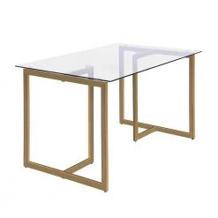 Slip 47 in.Tempered Glass Top Gold Base Elegant Dining Table by Homy Casa -Homy Casa Shop gold 47 in homy casa kitchen dining tables slip glass dining table c3 1000