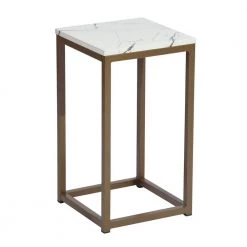 Adria 13.4 in, White Square Faux Marble Coffee Table Set with 2 Pieces by Homy Casa -Homy Casa Shop gold homy casa coffee tables adria coffee table set gold leg 4f 1000