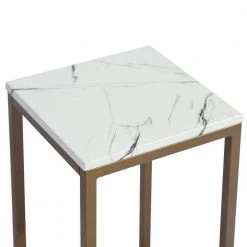 Adria 13.4 in, White Square Faux Marble Coffee Table Set with 2 Pieces by Homy Casa -Homy Casa Shop gold homy casa coffee tables adria coffee table set gold leg 76 1000