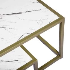 Suri 47.2 in. White Marble Rectangular MDF Coffee Table with Golden Leg by Homy Casa -Homy Casa Shop gold homy casa coffee tables suri gold coffee table 1f 1000