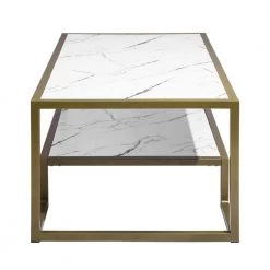 Suri 47.2 in. White Marble Rectangular MDF Coffee Table with Golden Leg by Homy Casa -Homy Casa Shop gold homy casa coffee tables suri gold coffee table 4f 1000