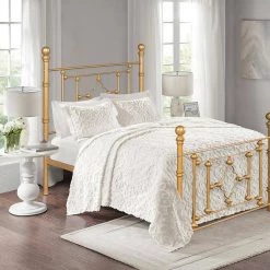 Gold Full Size Standard Metal Platform Bed by Homy Casa -Homy Casa Shop gold homy casa panel beds rayjon full gold 31 1000