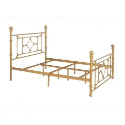 Gold Full Size Standard Metal Platform Bed by Homy Casa