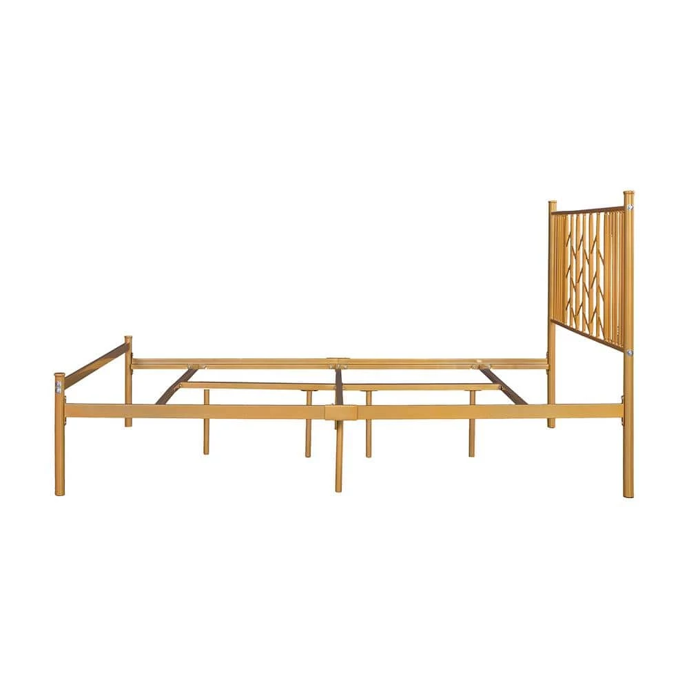 Gold Queen Standard Bed Metal Bed Frame Platform Bed by Homy Casa 6 Gold Queen Standard Bed Metal Bed Frame Platform Bed by Homy Casa - Image 4