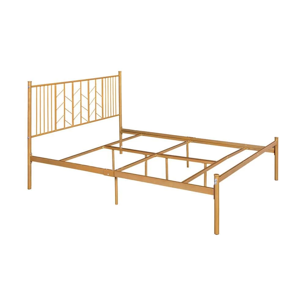 Gold Queen Standard Bed Metal Bed Frame Platform Bed by Homy Casa 3 Gold Queen Standard Bed Metal Bed Frame Platform Bed by Homy Casa