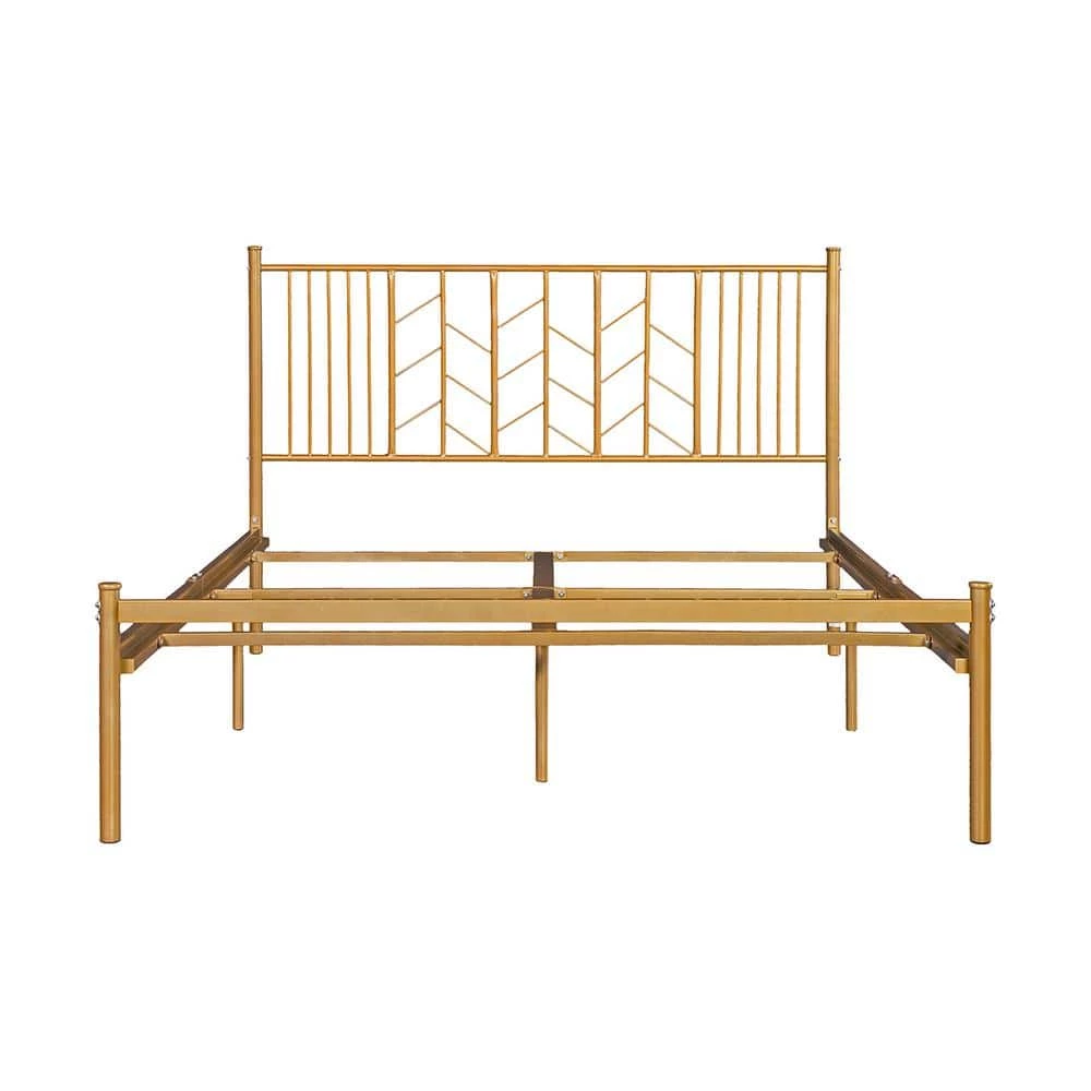 Gold Queen Standard Bed Metal Bed Frame Platform Bed by Homy Casa 5 Gold Queen Standard Bed Metal Bed Frame Platform Bed by Homy Casa - Image 3