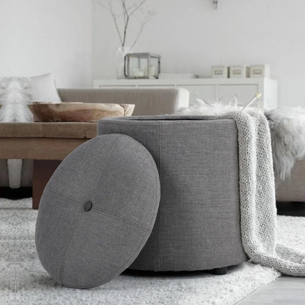 Whakamaru Grey Storage Ottoman by Homy Casa 3 Whakamaru Grey Storage Ottoman by Homy Casa