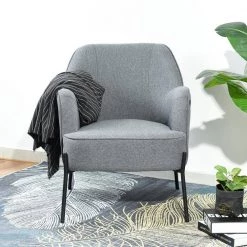 Dugan Gray Upholstered Accent Chair by Homy Casa -Homy Casa Shop gray homy casa accent chairs dugan grey 31 1000