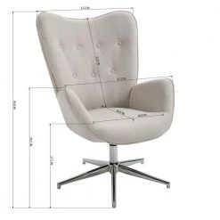 Wingback Ivory Fabric Upholstery Tufted High Back Leisure Chair With Arms by Homy Casa -Homy Casa Shop gray homy casa accent chairs fuchs ivory 44 1000