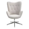 Wingback Ivory Fabric Upholstery Tufted High Back Leisure Chair With Arms by Homy Casa -Homy Casa Shop gray homy casa accent chairs fuchs ivory 64 1000