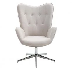 Wingback Ivory Fabric Upholstery Tufted High Back Leisure Chair With Arms by Homy Casa