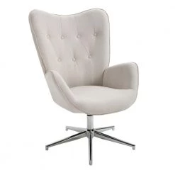 Wingback Ivory Fabric Upholstery Tufted High Back Leisure Chair With Arms by Homy Casa -Homy Casa Shop gray homy casa accent chairs fuchs ivory c3 1000