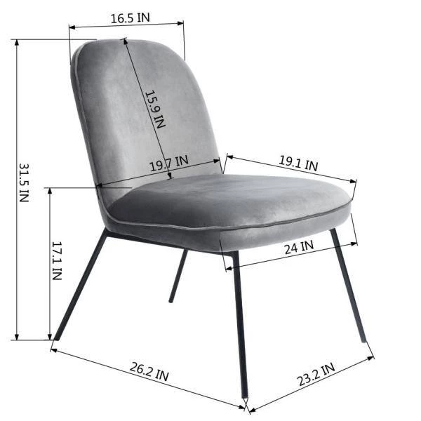 Leisure Chair Gray Side Chair Accent (Set of 2) by Homy Casa 9 Leisure Chair Gray Side Chair Accent (Set of 2) by Homy Casa - Image 7