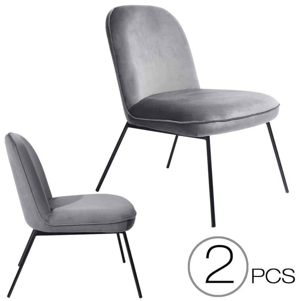 Leisure Chair Gray Side Chair Accent (Set of 2) by Homy Casa 3 Leisure Chair Gray Side Chair Accent (Set of 2) by Homy Casa