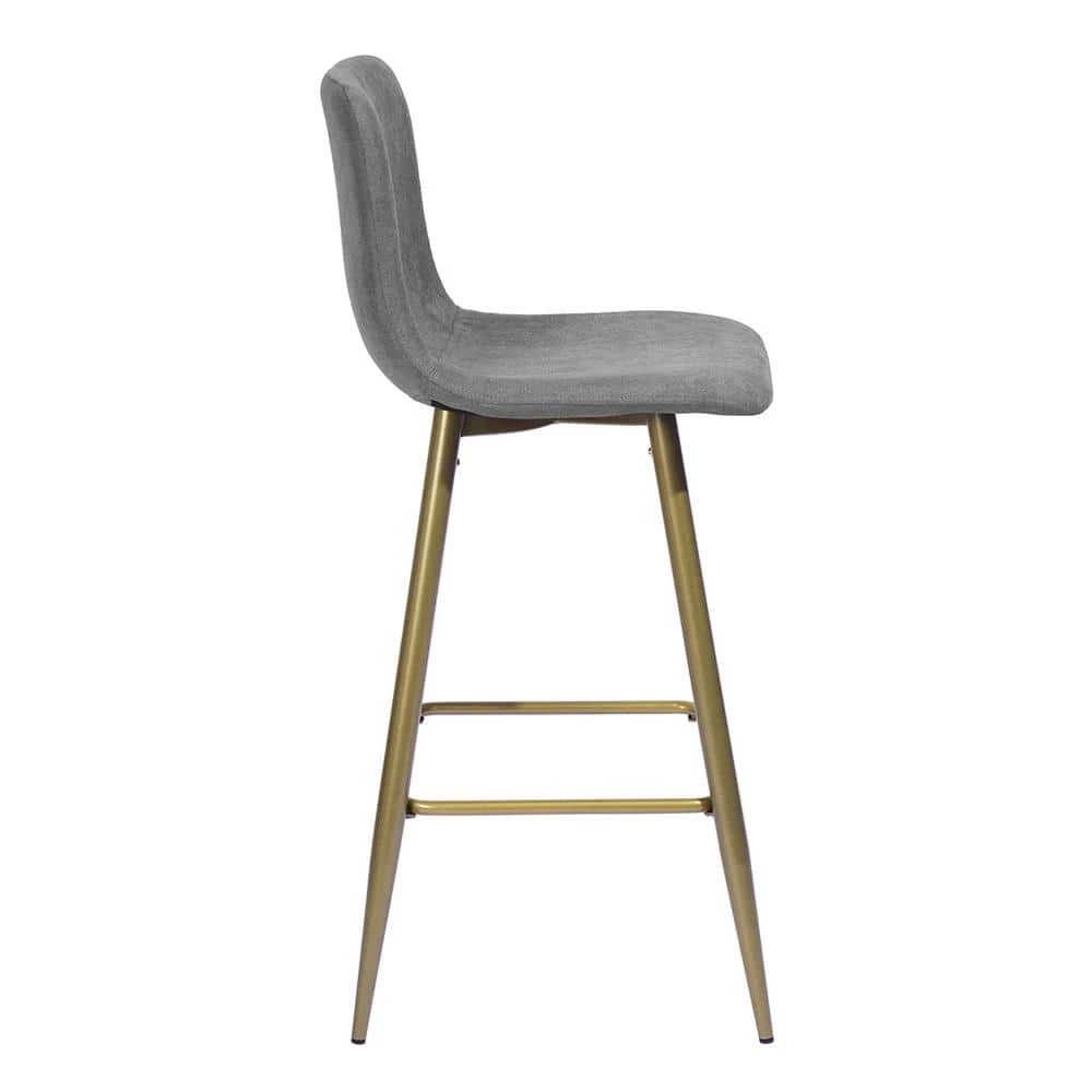 Scargill 37.4 in. Grey Upholstered Metal Frame Counter Stool with Fabric Seat (Set of 2) by Homy Casa 6 Scargill 37.4 in. Grey Upholstered Metal Frame Counter Stool with Fabric Seat (Set of 2) by Homy Casa - Image 4