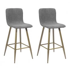 Scargill 37.4 in. Grey Upholstered Metal Frame Counter Stool with Fabric Seat (Set of 2) by Homy Casa