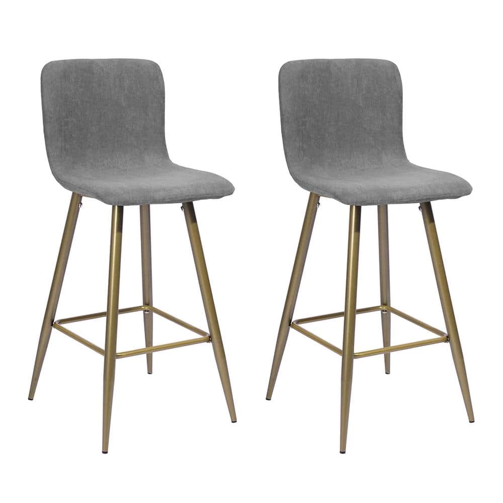 Scargill 37.4 in. Grey Upholstered Metal Frame Counter Stool with Fabric Seat (Set of 2) by Homy Casa 3 Scargill 37.4 in. Grey Upholstered Metal Frame Counter Stool with Fabric Seat (Set of 2) by Homy Casa