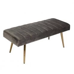 Upholstered Bench Gray Fabric (46 in. x 18 in. x 18 in.) by Homy Casa