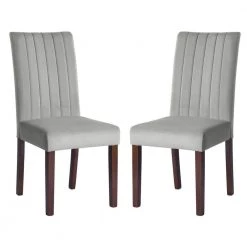 Fawn Grey Velvet Upholstered Dining Chairs (Set of 2) by Homy Casa