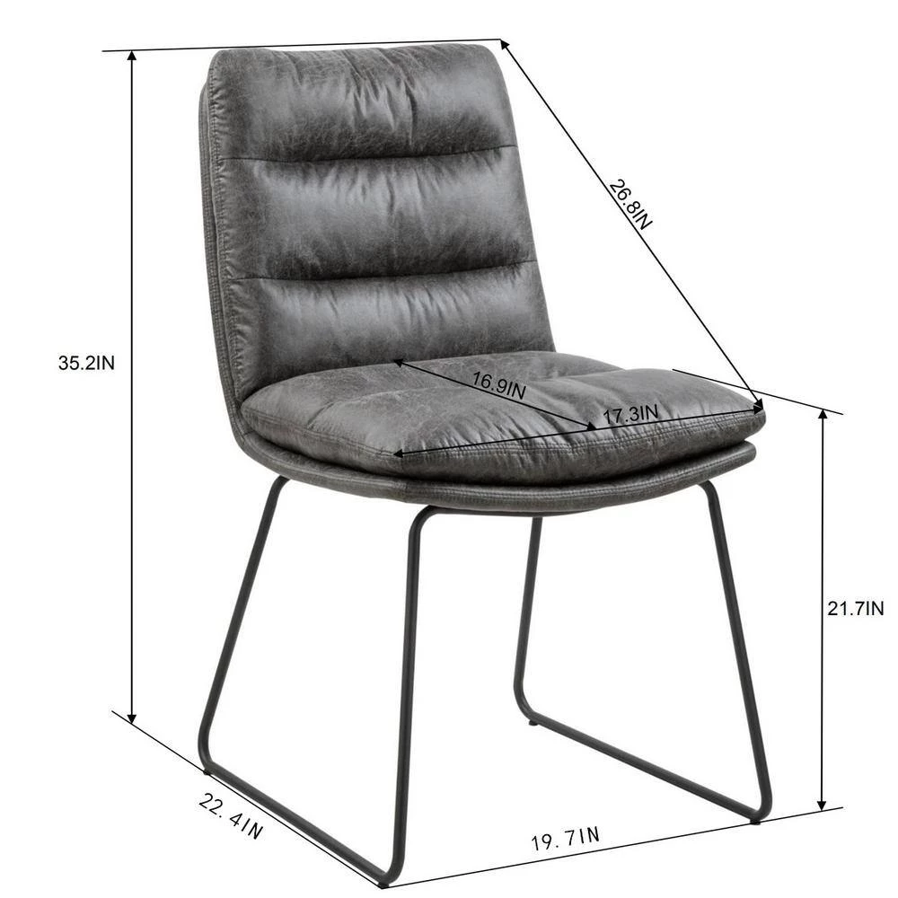 Steffen Gray Fabric Upholstered Dining Chair (Set of 2) by Homy Casa 8 Steffen Gray Fabric Upholstered Dining Chair (Set of 2) by Homy Casa - Image 6