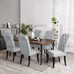 Dining Chair Gray Upholstered Side Chair High Back Solid Wood (Set of 2) by Homy Casa -Homy Casa Shop gray homy casa dining chairs wilona grey 1f 1000