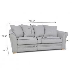 HD-CHARME 3-FASHION 15 105 in. Gray Wide Slope Arm Fabric 2-Seater Straight Sofa by Homy Casa -Homy Casa Shop gray homy casa sofas couches hd charme 3 fashion 15 44 1000