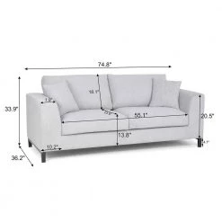 HD-Louis 2 Seater Aston 15 91 in. Wide Square Arm Fabric Straight Sofa Dark Gray by Homy Casa 15 HD-Louis 2 Seater Aston 15 91 in. Wide Square Arm Fabric Straight Sofa Dark Gray by Homy Casa -Homy Casa Shop gray homy casa sofas couches hd louis 2 seater aston 15 fa 1000
