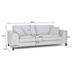 HD-Louis 3-Seater Aston 15 91 in. Wide Square Arm Fabric Straight Sofa Gray by Homy Casa 14 HD-Louis 3-Seater Aston 15 91 in. Wide Square Arm Fabric Straight Sofa Gray by Homy Casa -Homy Casa Shop gray homy casa sofas couches hd louis 3seater aston 15 44 1000