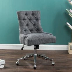 Adjustable Fabric Middle Office Chair Computer Desk Chair Leisure Chair with Casters - Grey by Homy Casa 19 Adjustable Fabric Middle Office Chair Computer Desk Chair Leisure Chair with Casters - Grey by Homy Casa -Homy Casa Shop gray homy casa task chairs chaden choarcoal 31 1000