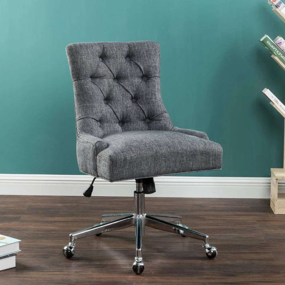Adjustable Fabric Middle Office Chair Computer Desk Chair Leisure Chair with Casters - Grey by Homy Casa 11 Adjustable Fabric Middle Office Chair Computer Desk Chair Leisure Chair with Casters - Grey by Homy Casa - Image 9