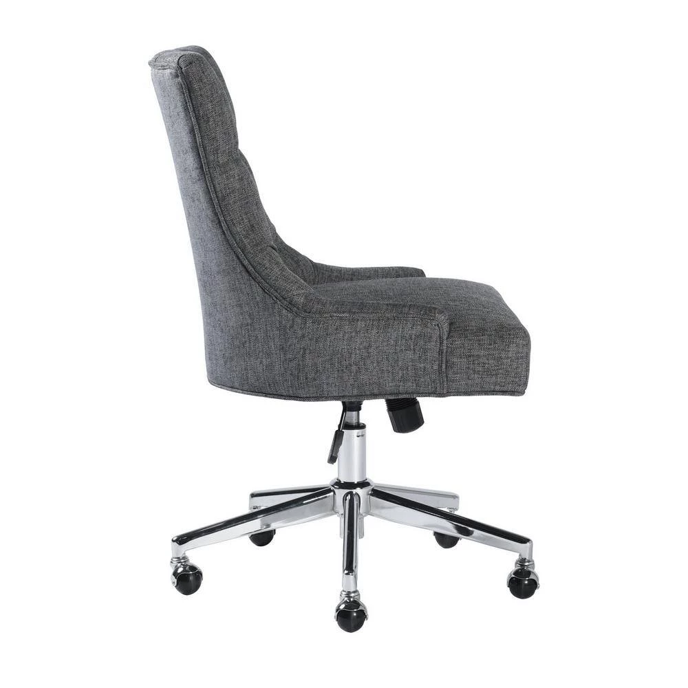 Adjustable Fabric Middle Office Chair Computer Desk Chair Leisure Chair with Casters - Grey by Homy Casa 6 Adjustable Fabric Middle Office Chair Computer Desk Chair Leisure Chair with Casters - Grey by Homy Casa - Image 4