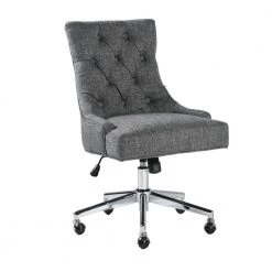 Adjustable Fabric Middle Office Chair Computer Desk Chair Leisure Chair with Casters - Grey by Homy Casa