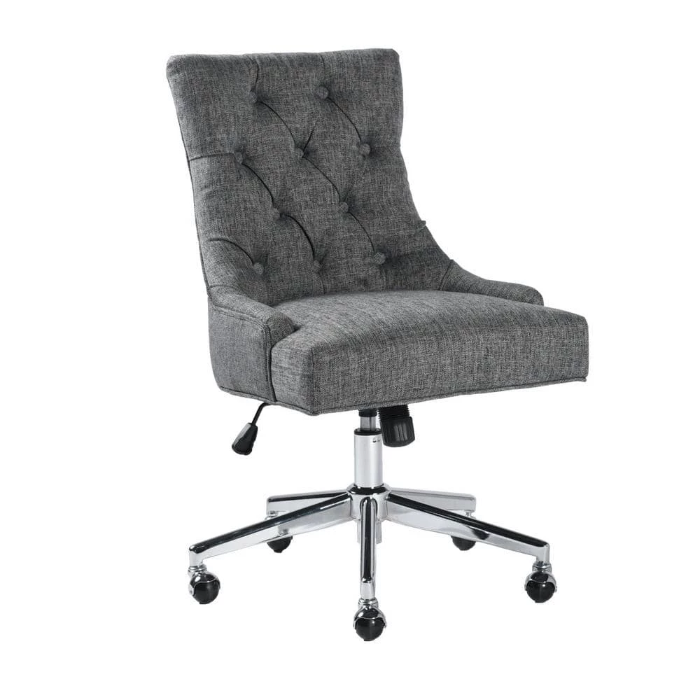 Adjustable Fabric Middle Office Chair Computer Desk Chair Leisure Chair with Casters - Grey by Homy Casa 3 Adjustable Fabric Middle Office Chair Computer Desk Chair Leisure Chair with Casters - Grey by Homy Casa