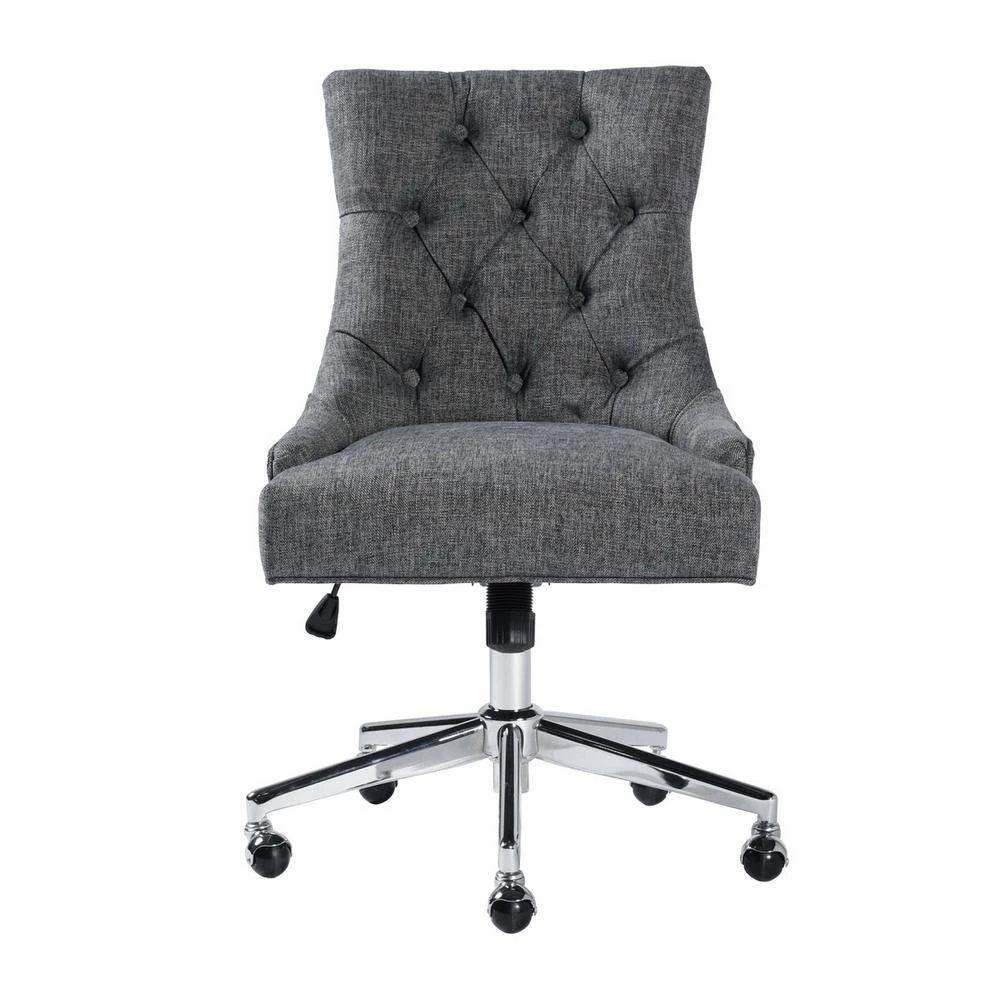Adjustable Fabric Middle Office Chair Computer Desk Chair Leisure Chair with Casters - Grey by Homy Casa 5 Adjustable Fabric Middle Office Chair Computer Desk Chair Leisure Chair with Casters - Grey by Homy Casa - Image 3