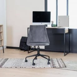 Cian Grey Velvet Upholstery Task Chair with Adjustable Height by Homy Casa -Homy Casa Shop gray homy casa task chairs cian grey 1f 1000