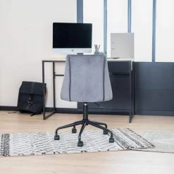 Cian Grey Velvet Upholstery Task Chair with Adjustable Height by Homy Casa -Homy Casa Shop gray homy casa task chairs cian grey 66 1000