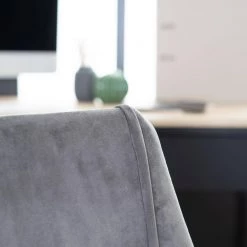 Cian Grey Velvet Upholstery Task Chair with Adjustable Height by Homy Casa -Homy Casa Shop gray homy casa task chairs cian grey fa 1000