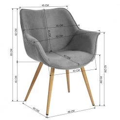 Dining Chair Gray Arm Chair Upholstered Oak Leg (Set of 2) by Homy Casa -Homy Casa Shop gray oak homy casa dining chairs julian light grey oak leg 76 1000