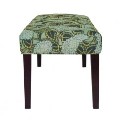 Chelsea Green Flower Fabric Upholstered Seating Bench ( 17.7'' H x 41.5'' W x 17.7'' D ) by Homy Casa -Homy Casa Shop green flower homy casa bedroom benches chelsea pattern b 1f 1000