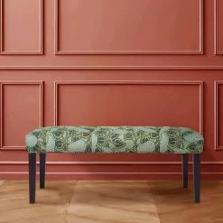 Chelsea Green Flower Fabric Upholstered Seating Bench ( 17.7'' H x 41.5'' W x 17.7'' D ) by Homy Casa -Homy Casa Shop green flower homy casa bedroom benches chelsea pattern b 31 1000