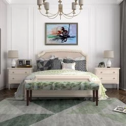 Chelsea Green Flower Fabric Upholstered Seating Bench ( 17.7'' H x 41.5'' W x 17.7'' D ) by Homy Casa -Homy Casa Shop green flower homy casa bedroom benches chelsea pattern b 40 1000