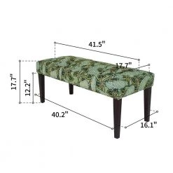 Chelsea Green Flower Fabric Upholstered Seating Bench ( 17.7'' H x 41.5'' W x 17.7'' D ) by Homy Casa -Homy Casa Shop green flower homy casa bedroom benches chelsea pattern b 44 1000