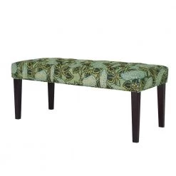 Chelsea Green Flower Fabric Upholstered Seating Bench ( 17.7'' H x 41.5'' W x 17.7'' D ) by Homy Casa