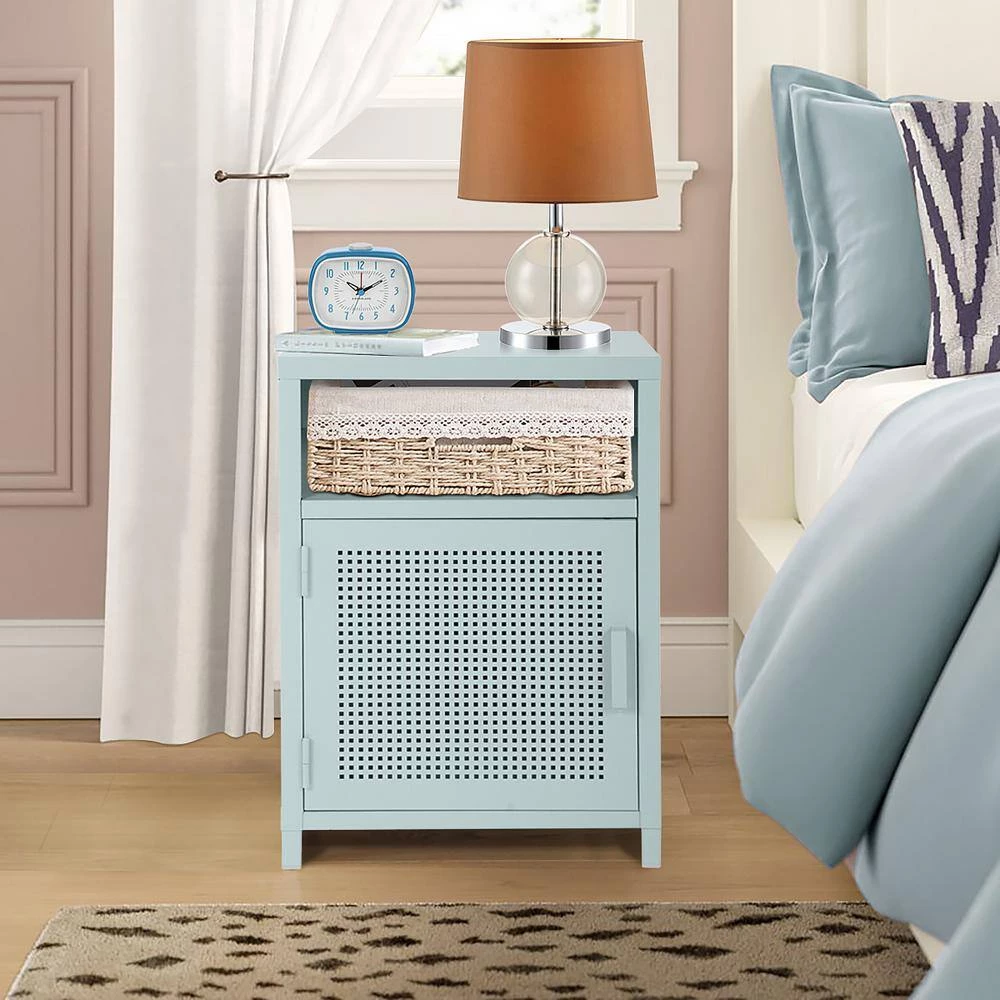 HD-ISAIAH Turquoise Accent Mesh Metal Cabinet by Homy Casa 11 HD-ISAIAH Turquoise Accent Mesh Metal Cabinet by Homy Casa - Image 9