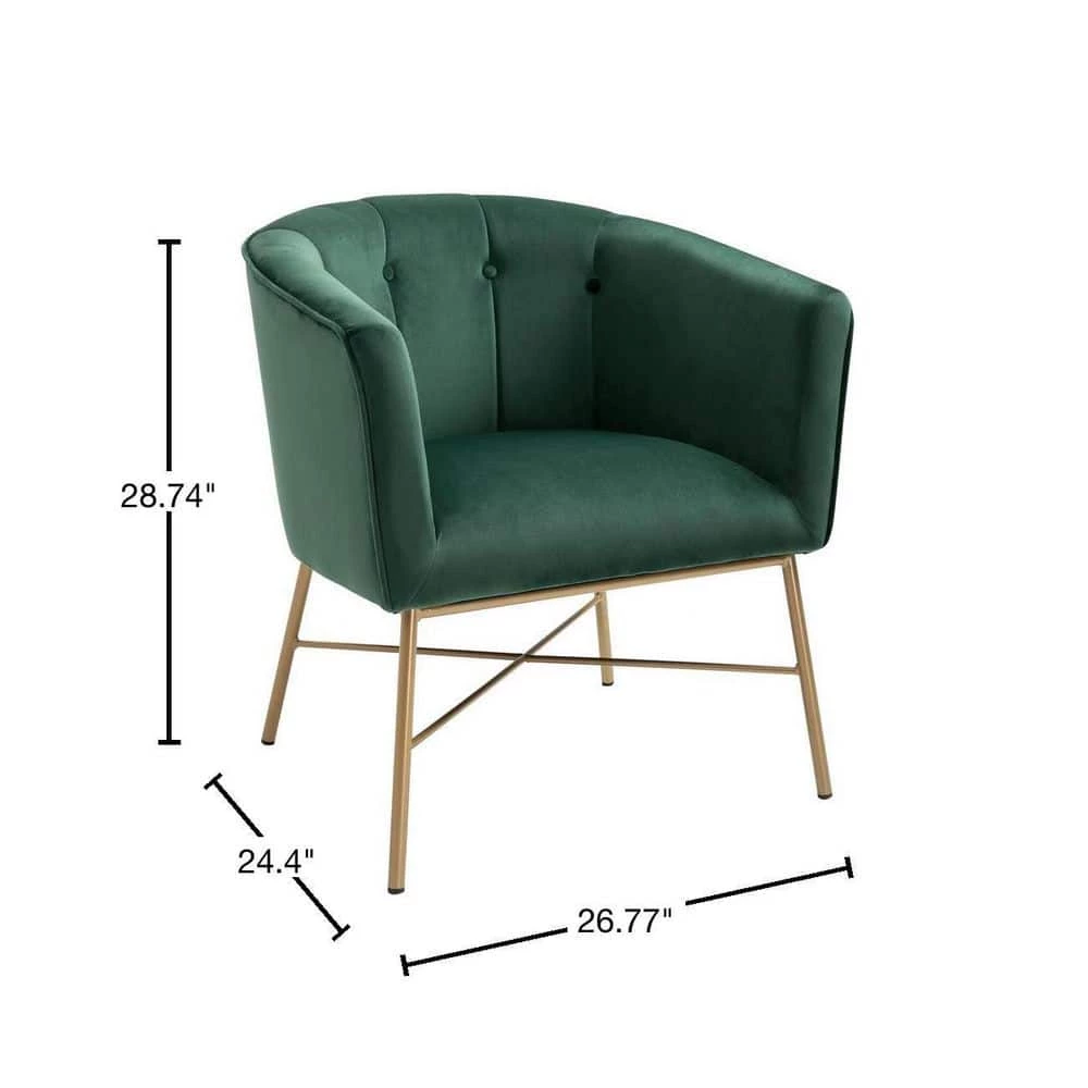Falette Green Tufted Velvet Arm Chair by Homy Casa 5 Falette Green Tufted Velvet Arm Chair by Homy Casa - Image 3