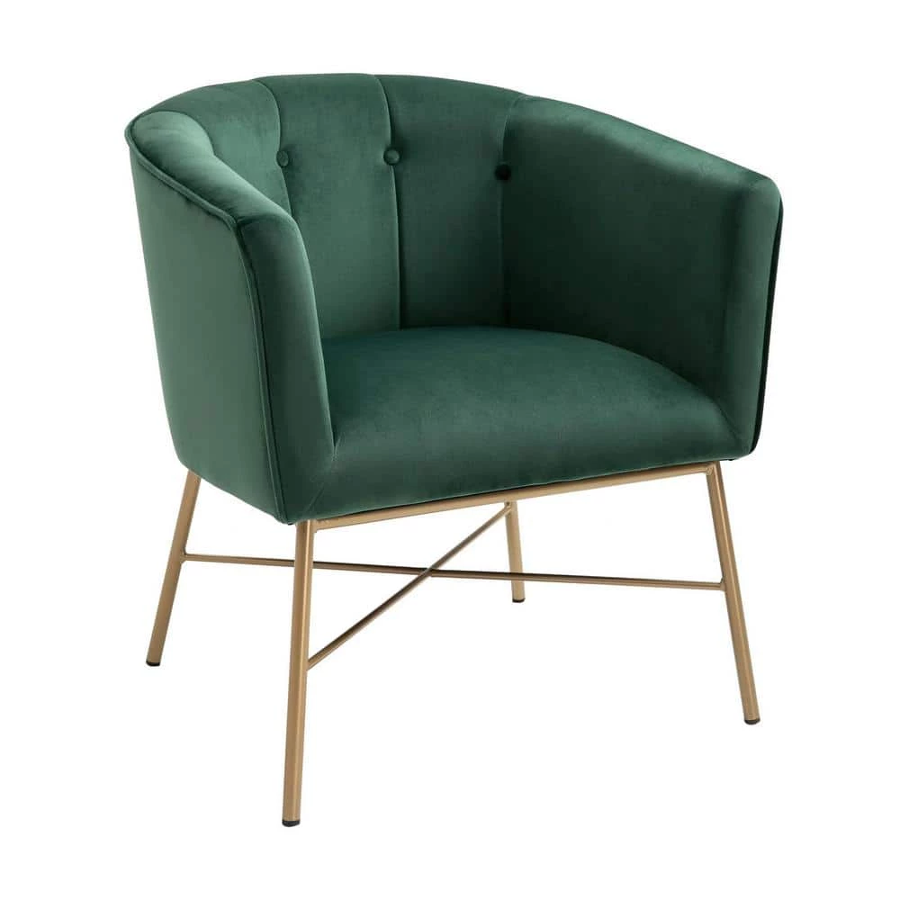 Falette Green Tufted Velvet Arm Chair by Homy Casa 3 Falette Green Tufted Velvet Arm Chair by Homy Casa