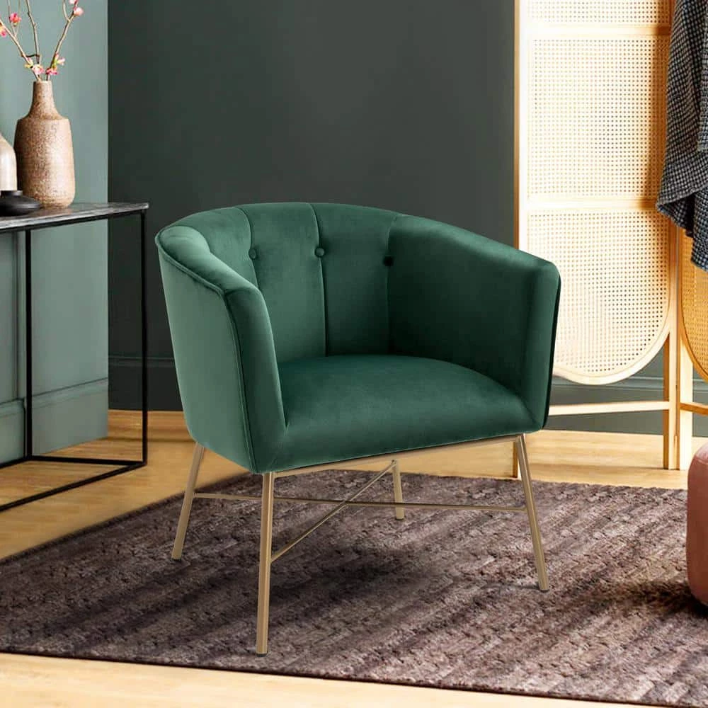 Falette Green Tufted Velvet Arm Chair by Homy Casa 4 Falette Green Tufted Velvet Arm Chair by Homy Casa - Image 2