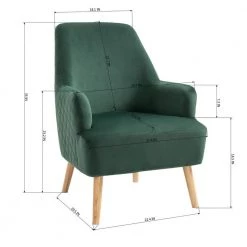 Leisure Chair Green with Wood Legs Velvet Accent Arm Chair by Homy Casa -Homy Casa Shop green homy casa accent chairs hutter green 44 1000