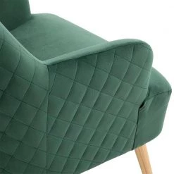 Leisure Chair Green with Wood Legs Velvet Accent Arm Chair by Homy Casa -Homy Casa Shop green homy casa accent chairs hutter green fa 1000