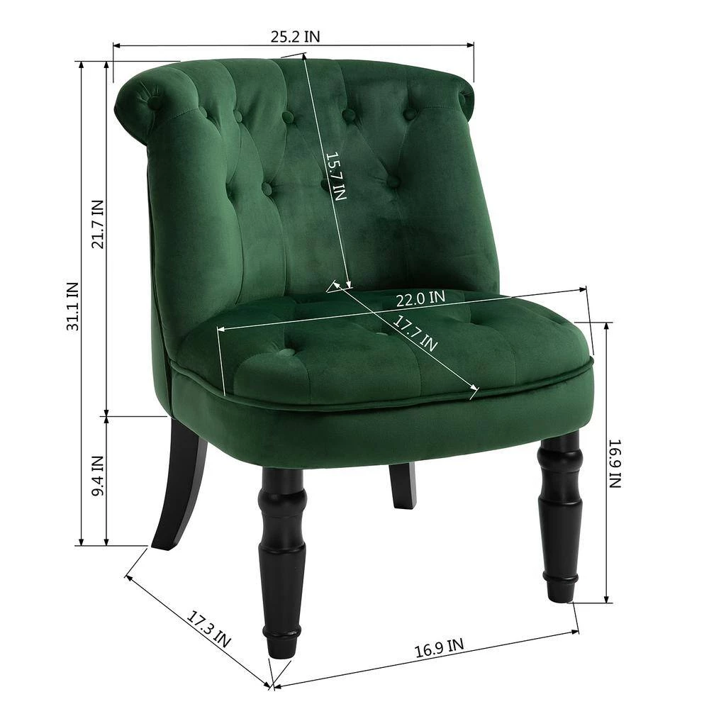 Kostic Green Velvet Accent Chair by Homy Casa 10 Kostic Green Velvet Accent Chair by Homy Casa - Image 8